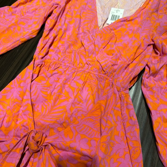 L Space Kristy Long Sleeve Faux-Wrap Cover-Up Dress Path to Paradise Medium NWT - Picture 8 of 9